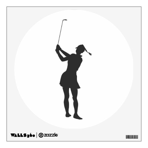 Silhouette of a woman playing golf wall decal