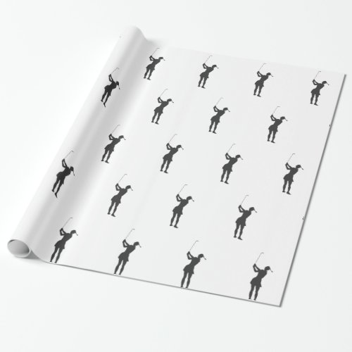 Silhouette of a woman playing golf wrapping paper