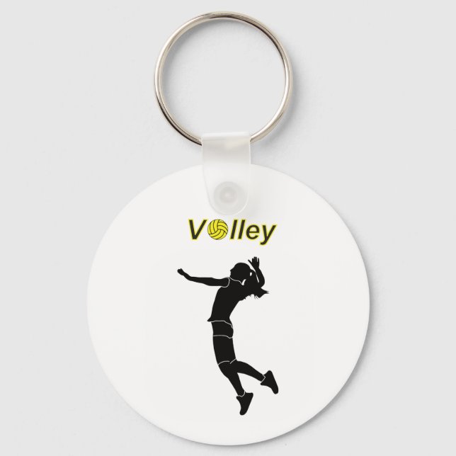  Silhouette of a woman playing volleyball Keychain (Front)