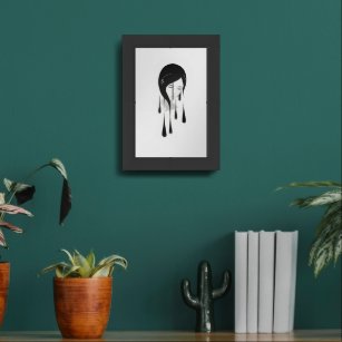silhouette of a woman shedding black tears framed art