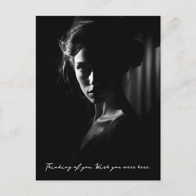 Silhouette of a woman's face B&W photo Postcard (Front)