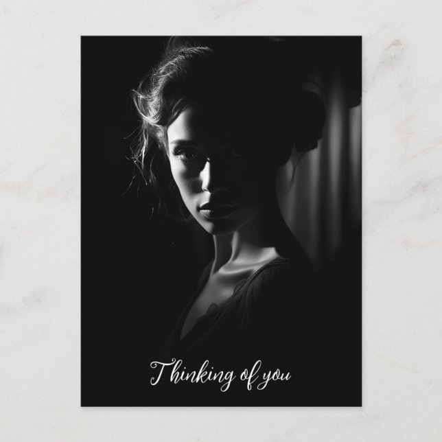 Silhouette of a woman's face B&W photo Postcard (Front)