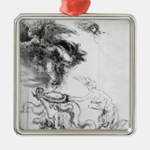 Silhouette of an Angel Metal Ornament