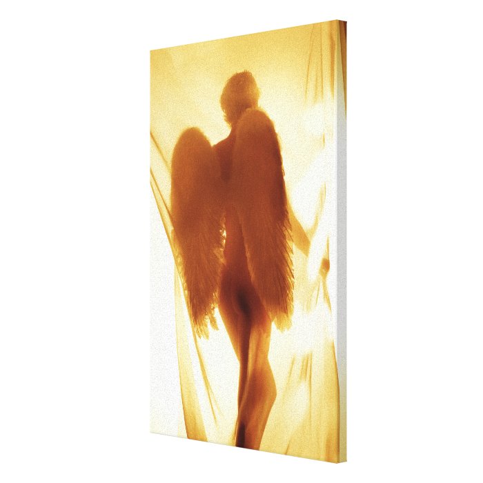 Silhouette of an angel with wings gallery wrapped canvas