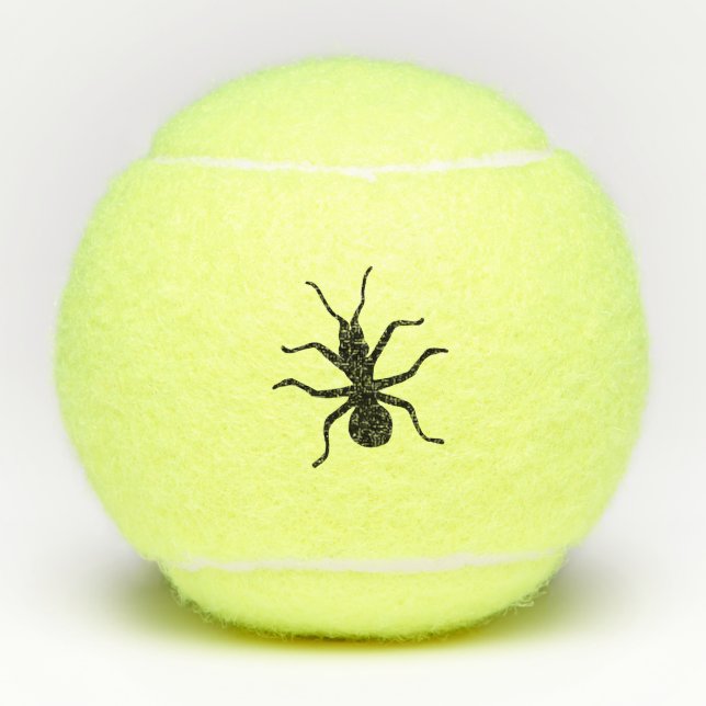 Silhouette of Big Black Creepy Ant With Antennae Tennis Balls (Front)