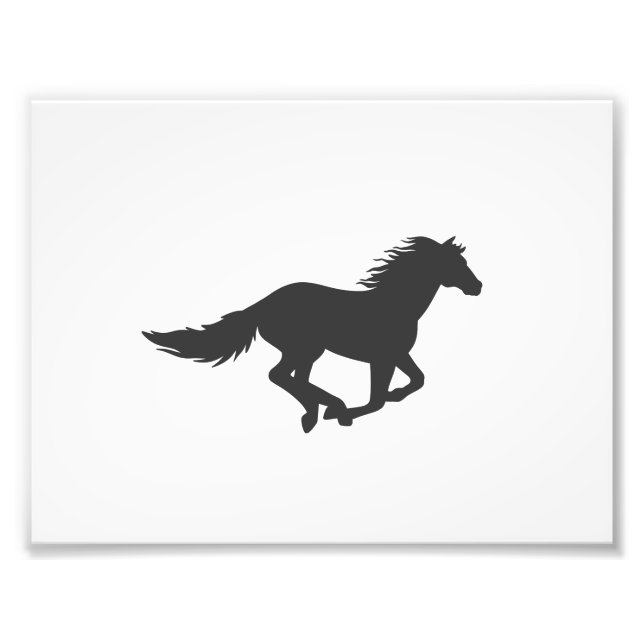 Silhouette of black running horse photo print (Front)