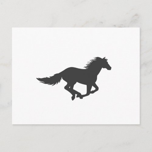 Silhouette of black running horse postcard