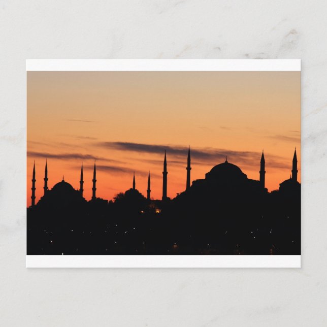 Silhouette of Blue mosque and Hagia Sophia Postcard (Front)