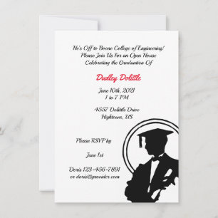 Silhouette of Boy Graduation Invitation