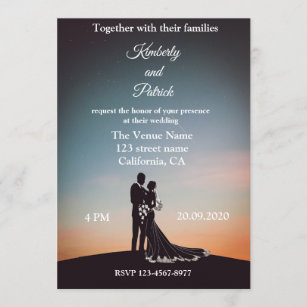 Silhouette Of Bride Wedding Invitation
