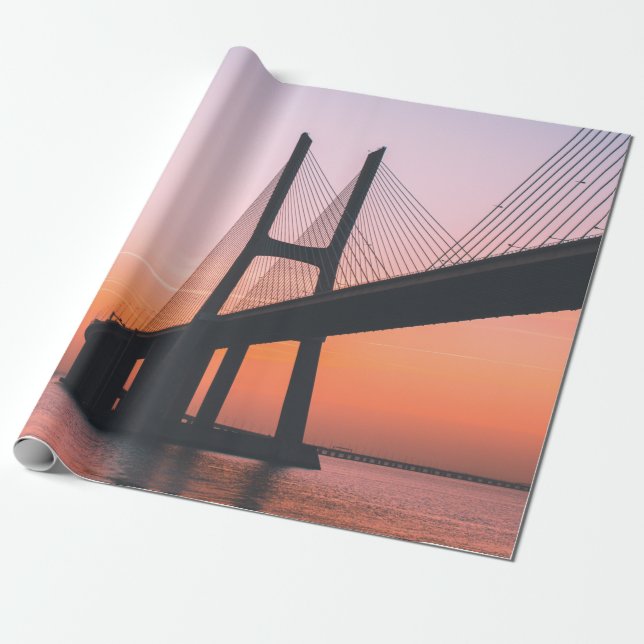 SILHOUETTE OF BRIDGE UNDER CLEAR SKY WRAPPING PAPER (Unrolled)