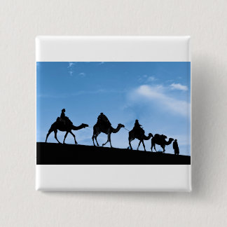 Silhouette of Camel Caravan Pinback Button