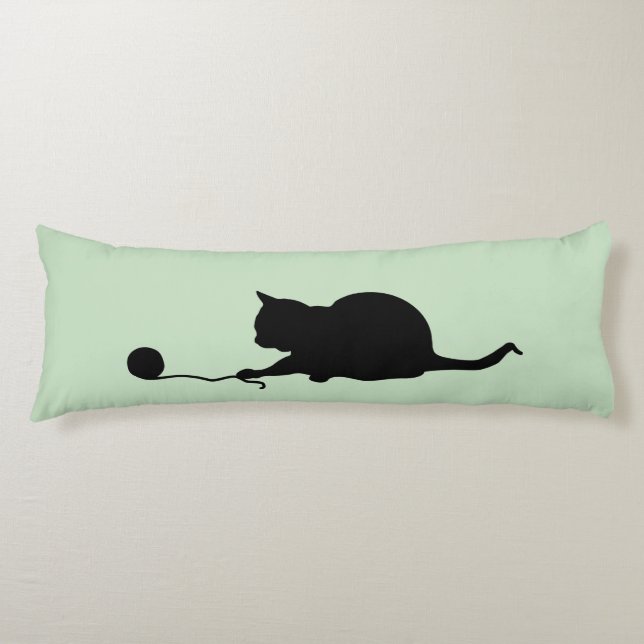 Silhouette of Cat at Play Body Pillow (Front)