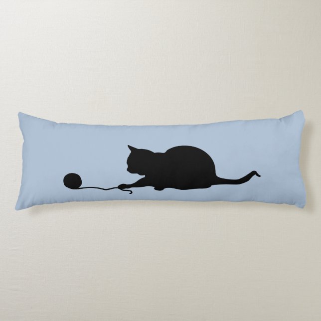 Silhouette of Cat at Play Body Pillow (Front)