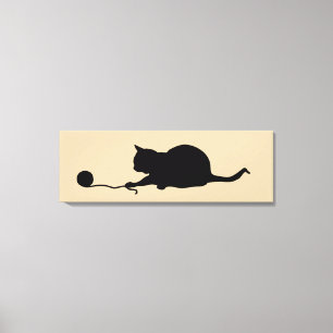 Silhouette of Cat at Play Canvas Print