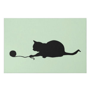 Silhouette of Cat at Play Faux Canvas Print