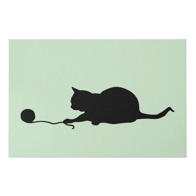 Silhouette of Cat at Play Faux Canvas Print (Front)