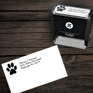 Silhouette of Cat Paw Print Self-inking Stamp