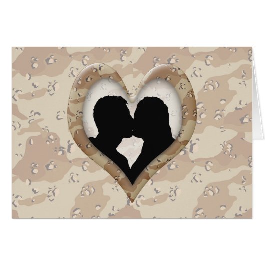 Silhouette of Couple Kissing (Camouflage Heart) (Front Horizontal)