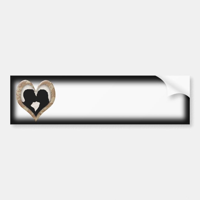 Silhouette of Couple Kissing (Camouflage Heart) Bumper Sticker (Front)