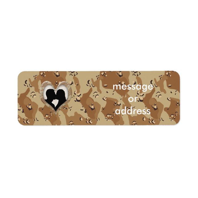 Silhouette of Couple Kissing (Camouflage Heart) Label (Front)