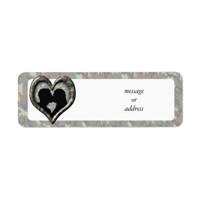 Silhouette of Couple Kissing (Camouflage Heart) Label (Front)