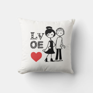 Silhouette of couple, love, heart. throw pillow