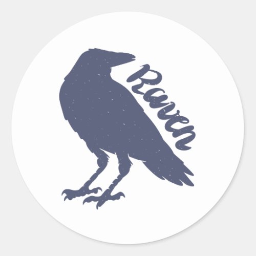 Silhouette of crow _ Choose background color Classic Round Sticker