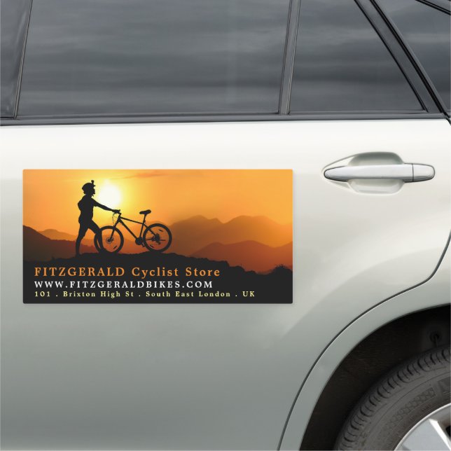 Silhouette of Cyclist, Cycling, Bicyclist Car Magnet (In Situ)