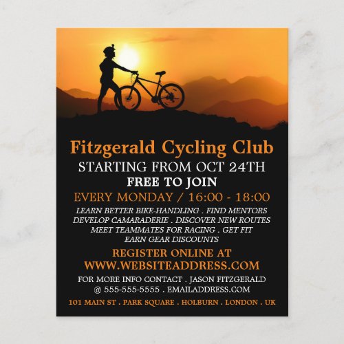 Silhouette of Cyclist Cycling Club Advertising Flyer