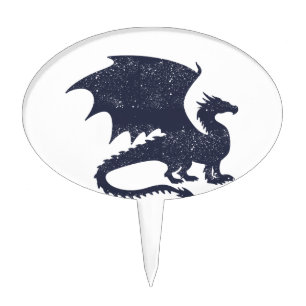 Silhouette of dragon - Choose background color Cake Topper