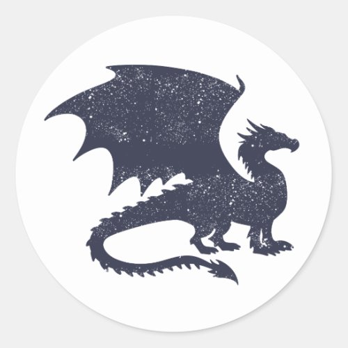 Silhouette of dragon _ Choose background color Classic Round Sticker