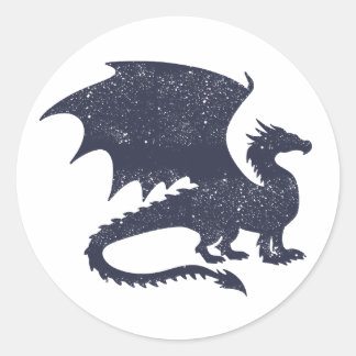 Silhouette of dragon - Choose background color Classic Round Sticker