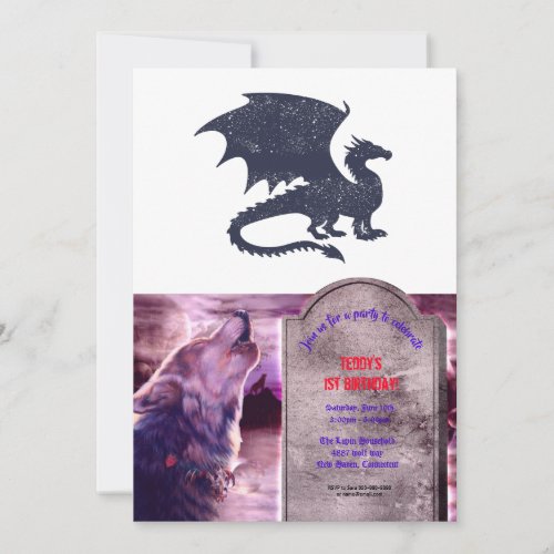 Silhouette of dragon _ Choose background color Invitation