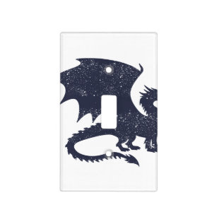 Silhouette of dragon - Choose background color Light Switch Cover
