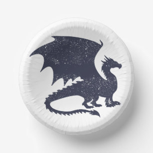 Silhouette of dragon - Choose background color Paper Bowls