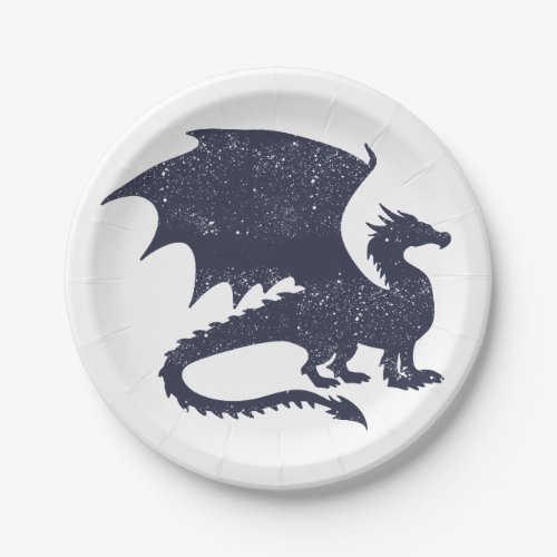 Silhouette of dragon _ Choose background color Paper Plates