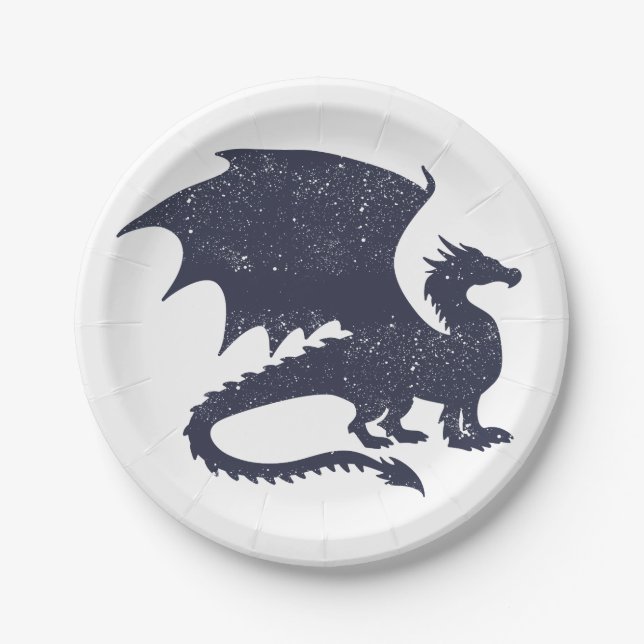 Silhouette of dragon - Choose background color Paper Plates (Front)