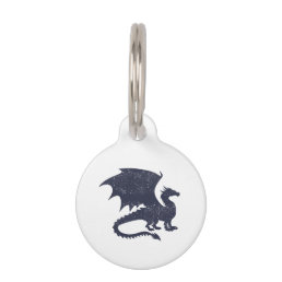 Silhouette of dragon - Choose background color Pet ID Tag