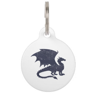 Silhouette of dragon - Choose background color Pet ID Tag