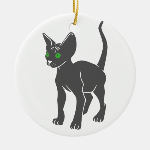 Silhouette of Egyptian  cat _ Choose back color Ceramic Ornament