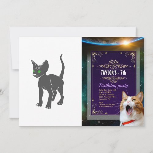 Silhouette of Egyptian  cat _ Choose back color Invitation