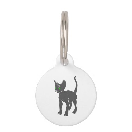 Silhouette of Egyptian  cat _ Choose back color Pet ID Tag