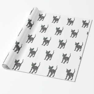 Silhouette of Egyptian cat - Choose back color Wrapping Paper