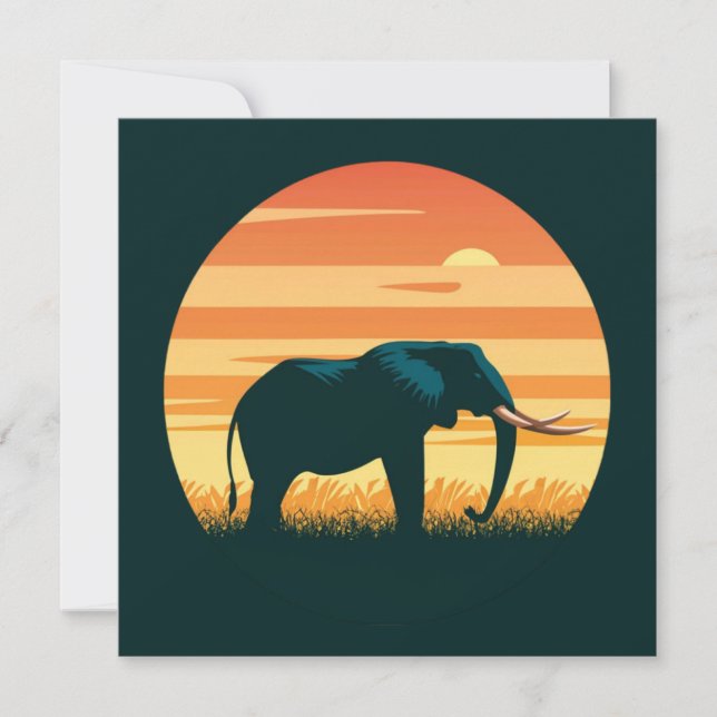 Silhouette of Elephant Safari Sunset (Front)