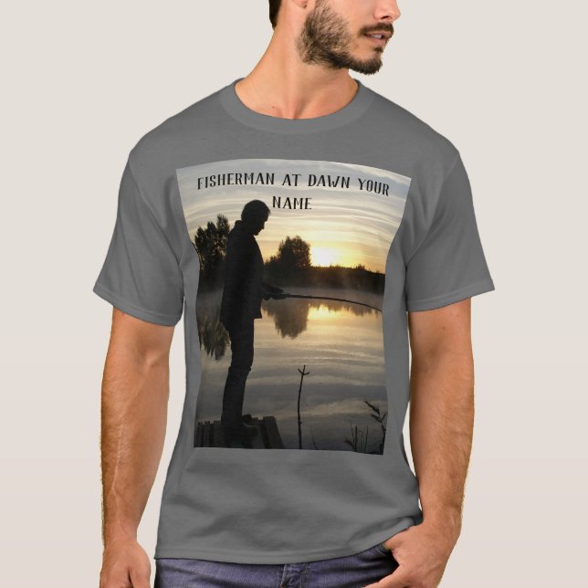 Silhouette of fisherman in the morning T-Shirt (Front)