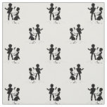 silhouette of girl and boy and model boat fabric