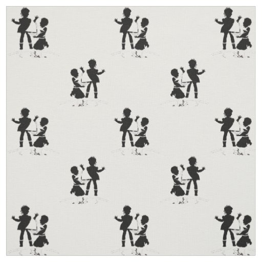 silhouette of girl and boy and model boat fabric