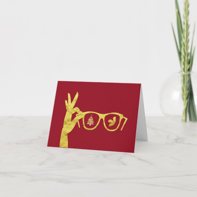  Silhouette of Glasses Optometrist Christmas Card (Front)