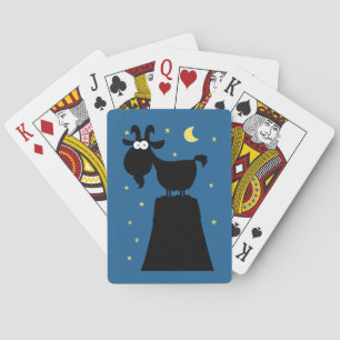 Silhouette of Goat on Mountain Poker Cards